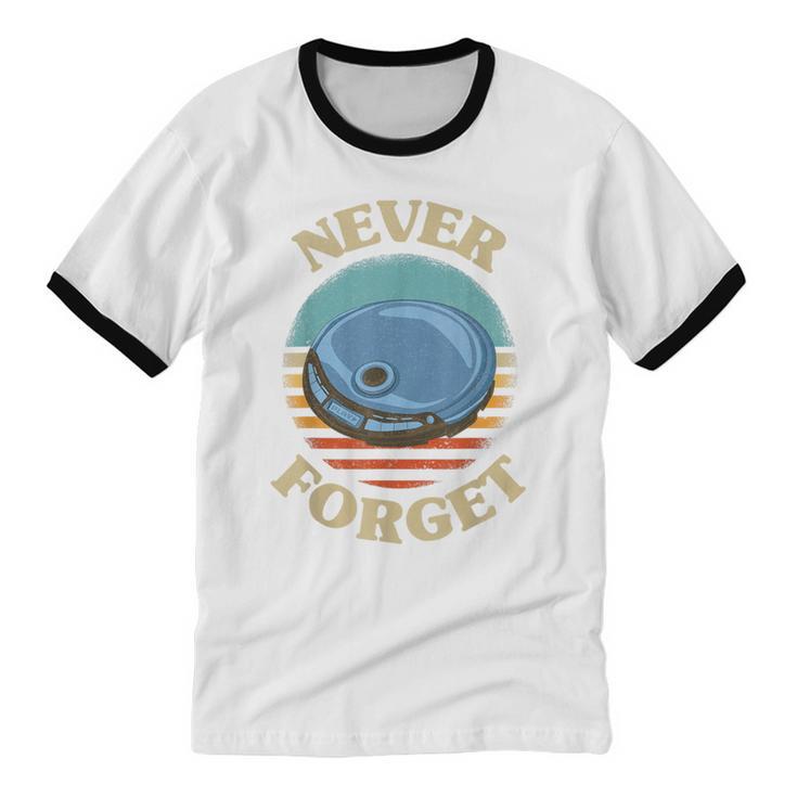 Retro CD Player Never Forget Nostalgia Vintage Unisex Cotton Ringer T-Shirt