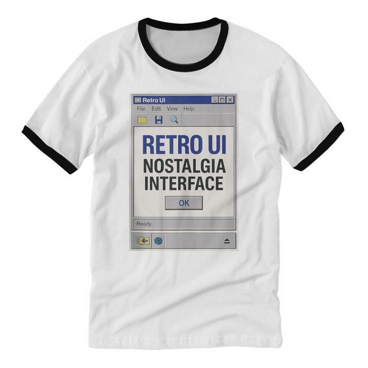 Retro Computer Dialog Box 90s Desktop Interface Nostalgia Unisex Cotton Ringer T-Shirt