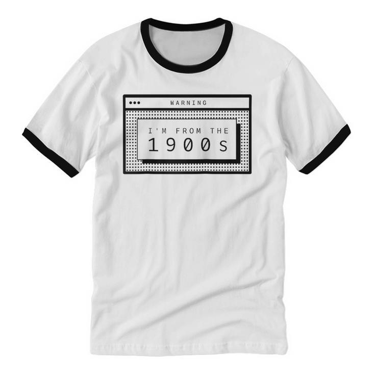 Retro Computer Screen I'm From The 1900s Birthday Raglan Baseball Tee Unisex Cotton Ringer T-Shirt