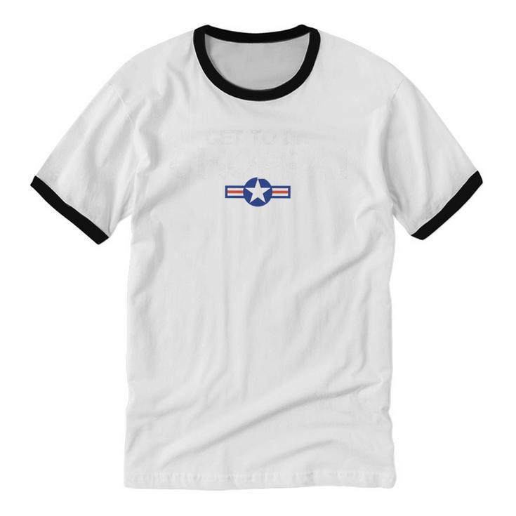 Retro Get To Da Choppa Shirt 80s Movie Nostalgia Tee Premium Tri-Blend Unisex Cotton Ringer T-Shirt