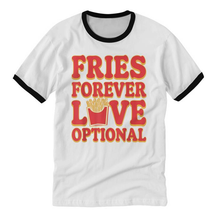 Retro Fast Food Nostalgia Vintage Diner Fries Shakes Burgers Unisex Cotton Ringer T-Shirt