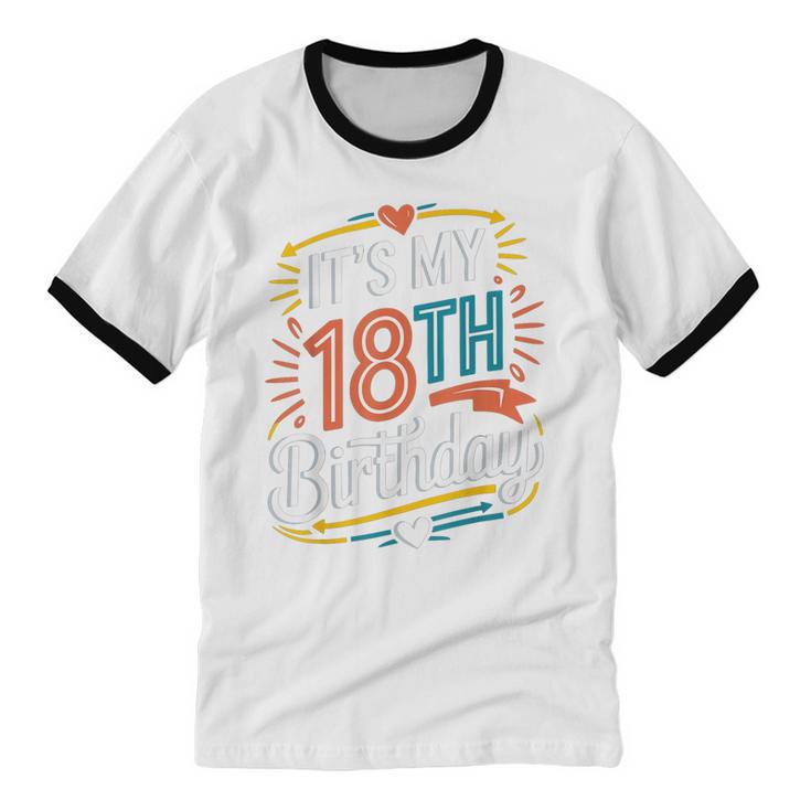 Retro It's My 18th Birthday Boho Nostalgia Women Kids Unisex Cotton Ringer T-Shirt