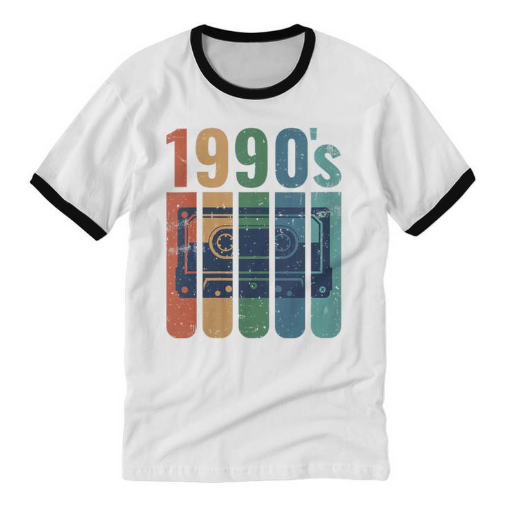 Retro Nineties Style Audio Tape Nostalgia Year 1990 Unisex Cotton Ringer T-Shirt Retro Nineties Style Audio Tape Nostalgia Year 1990 Unisex Cotton Ringer T-Shirt