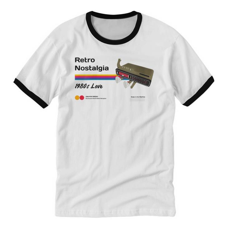 Retro Nostalgia 1980s Love Graphic Unisex Cotton Ringer T-Shirt