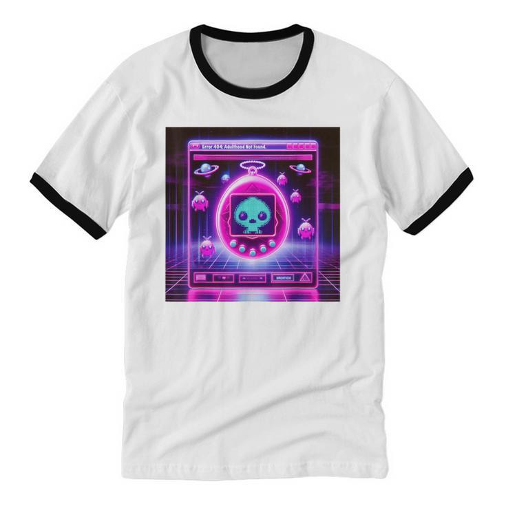 Retro Nostalgia Vaporwave- Error 404 Unisex Cotton Ringer T-Shirt