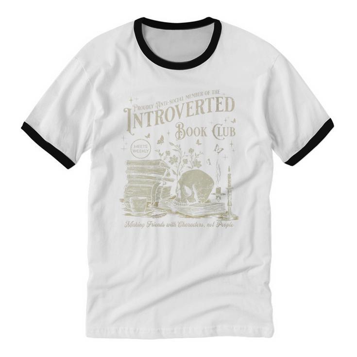 Retro Proud Anti Social Member Of Introverted Book Club Unisex Cotton Ringer T-Shirt