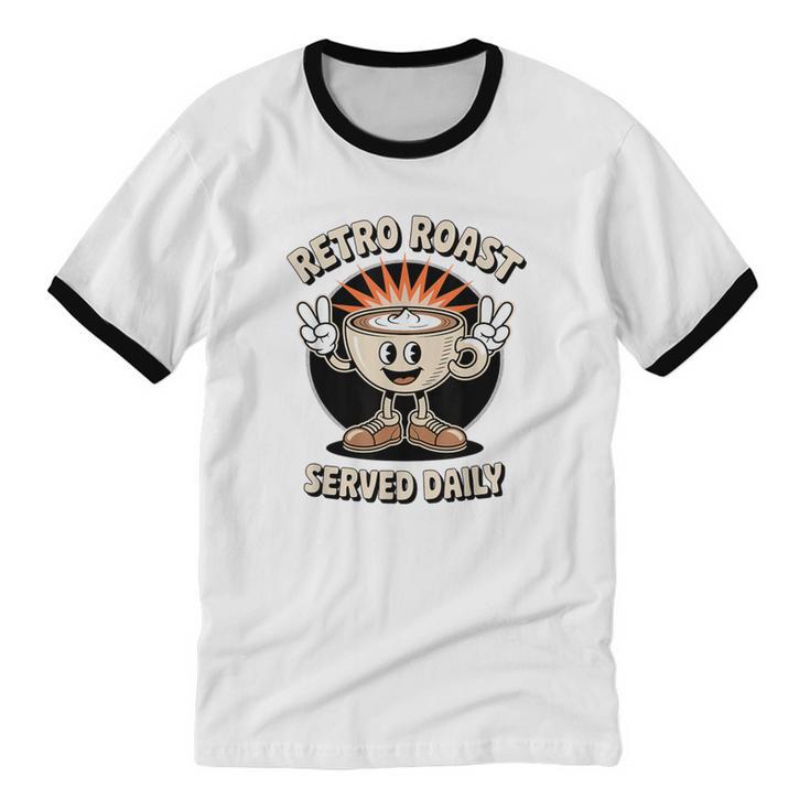 Retro Roast Coffee Retro Cartoon Vintage Nostalgia Fun Unisex Cotton Ringer T-Shirt