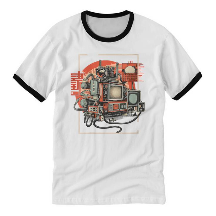 Retro Tech Stack 80s 90s Nostalgia Analog TV Cameras Unisex Cotton Ringer T-Shirt Retro Tech Stack 80s 90s Nostalgia Analog TV Cameras Unisex Cotton Ringer T-Shirt
