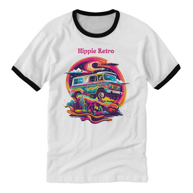 Retro Graphic Print With a Touch Of Nostalgia Unisex Cotton Ringer T-Shirt