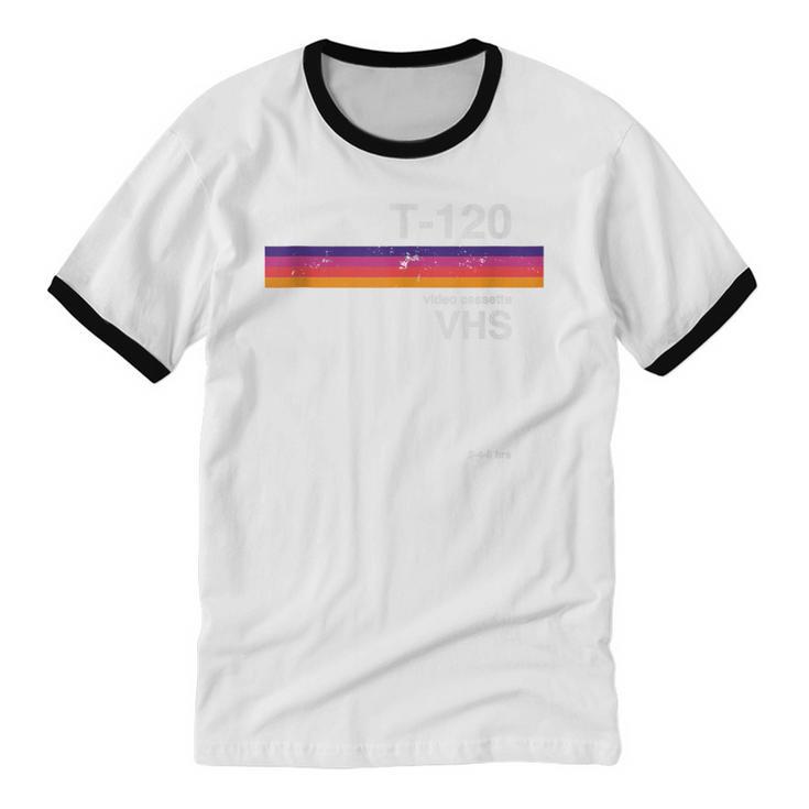 Retro VHS Tape 80s 90s Nostalgia For Movie Fans Unisex Cotton Ringer T-Shirt Retro VHS Tape 80s 90s Nostalgia For Movie Fans Unisex Cotton Ringer T-Shirt