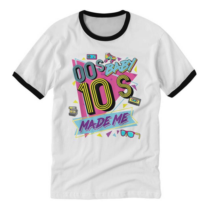 Retro Vintage 00's Baby 10's Made Me Nostalgia Classic Unisex Cotton Ringer T-Shirt