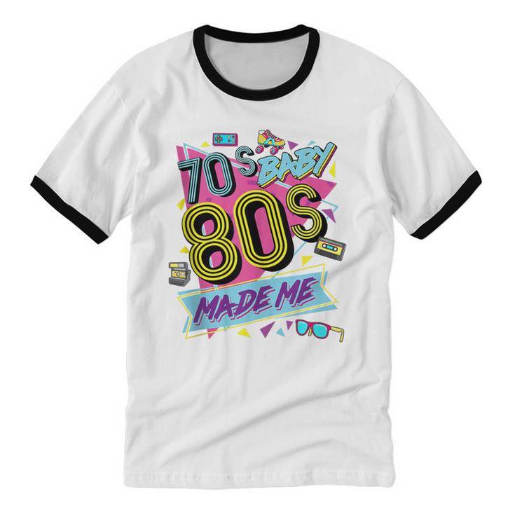Retro Vintage 70's Baby 80's Made Me Nostalgia Classic Unisex Cotton Ringer T-Shirt