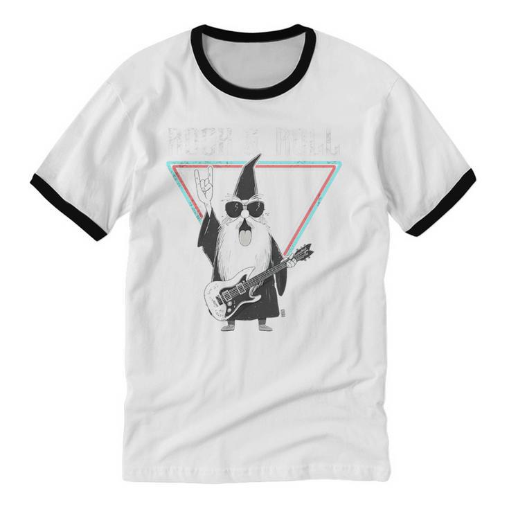 Rock & Roll Wizard Music Nostalgia Premium Tri-Blend Unisex Cotton Ringer T-Shirt