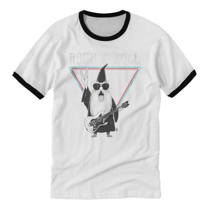 Rock & Roll Wizard Music Nostalgia Unisex Cotton Ringer T-Shirt