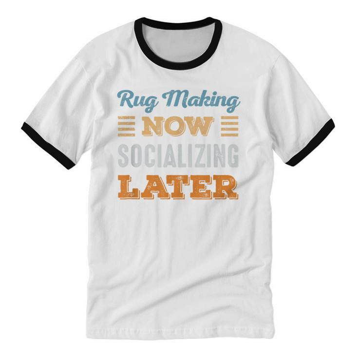 Rug Makin Now Minimal Socializing Introvert Vintage Unisex Cotton Ringer T-Shirt Rug Makin Now Minimal Socializing Introvert Vintage Unisex Cotton Ringer T-Shirt