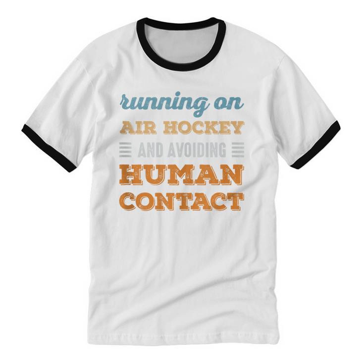 Running On Air Hockey Social Introvert Humor Vintage Unisex Cotton Ringer T-Shirt Running On Air Hockey Social Introvert Humor Vintage Unisex Cotton Ringer T-Shirt
