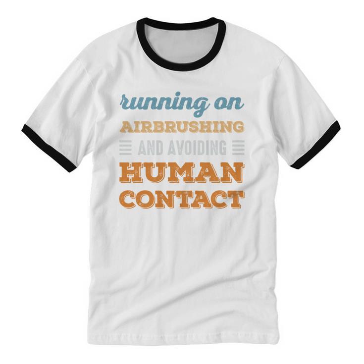 Running On Airbrushing Social Introvert Humor Vintage Unisex Cotton Ringer T-Shirt