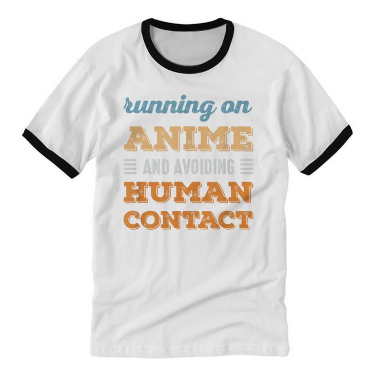 Running On Anime Social Introvert Humor Vintage Unisex Cotton Ringer T-Shirt Running On Anime Social Introvert Humor Vintage Unisex Cotton Ringer T-Shirt