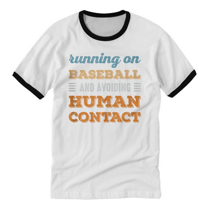 Running On Baseball Social Introvert Humor Vintage Unisex Cotton Ringer T-Shirt Running On Baseball Social Introvert Humor Vintage Unisex Cotton Ringer T-Shirt