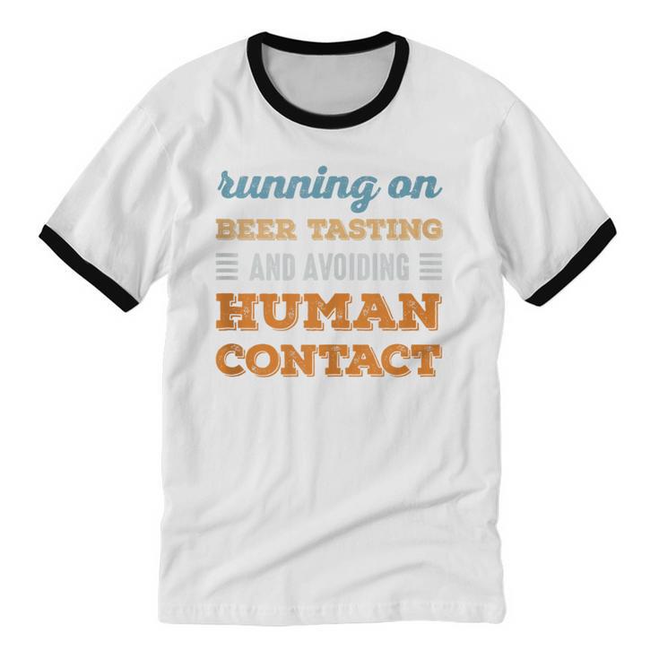 Running On Beer Tasting Social Introvert Humor Vintage Unisex Cotton Ringer T-Shirt Running On Beer Tasting Social Introvert Humor Vintage Unisex Cotton Ringer T-Shirt