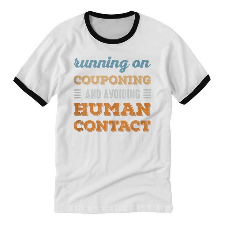 Running On Couponing Social Introvert Humor Vintage Unisex Cotton Ringer T-Shirt Running On Couponing Social Introvert Humor Vintage Unisex Cotton Ringer T-Shirt