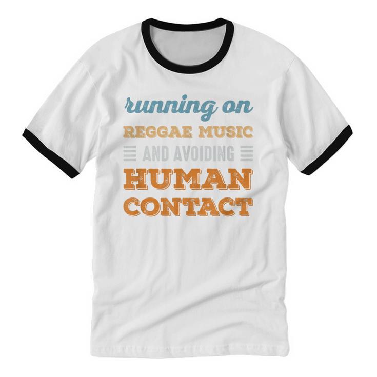Running On Reggae Music Social Introvert Humor Vintage Unisex Cotton Ringer T-Shirt