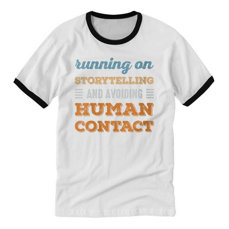 Running On Storytelling Social Introvert Humor Vintage Unisex Cotton Ringer T-Shirt Running On Storytelling Social Introvert Humor Vintage Unisex Cotton Ringer T-Shirt