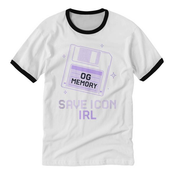 Save Icon IRL Retro Tech Humor Floppy Disk 90s Nostalgia Unisex Cotton Ringer T-Shirt