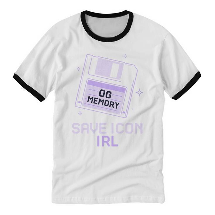Save Icon IRL Retro Tech Humor Floppy Disk 90s Nostalgia Unisex Cotton Ringer T-Shirt