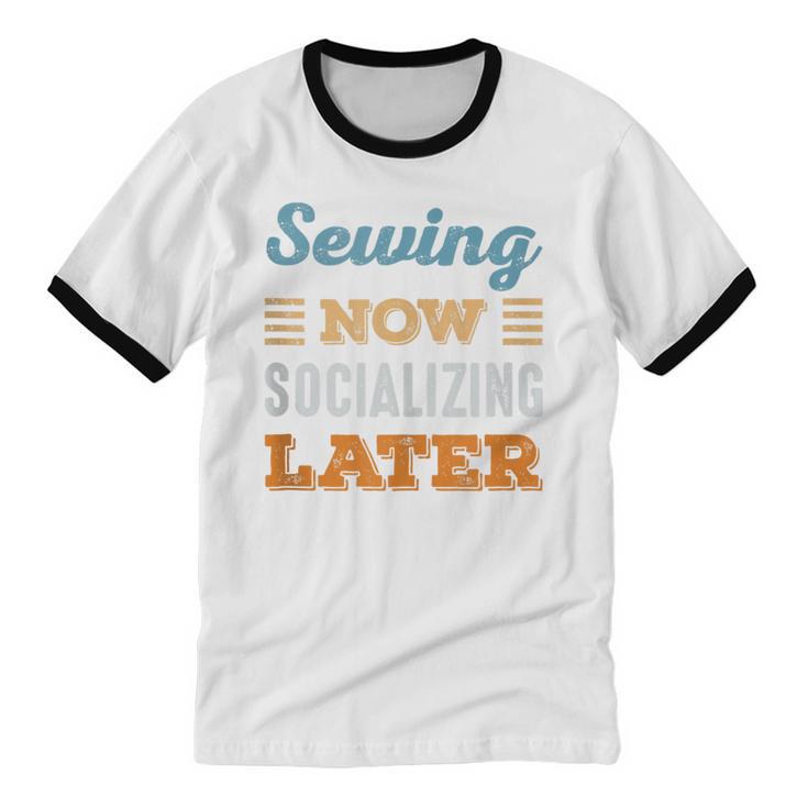 Sewing Now Minimal Socializing Introvert Vintage Unisex Cotton Ringer T-Shirt Sewing Now Minimal Socializing Introvert Vintage Unisex Cotton Ringer T-Shirt