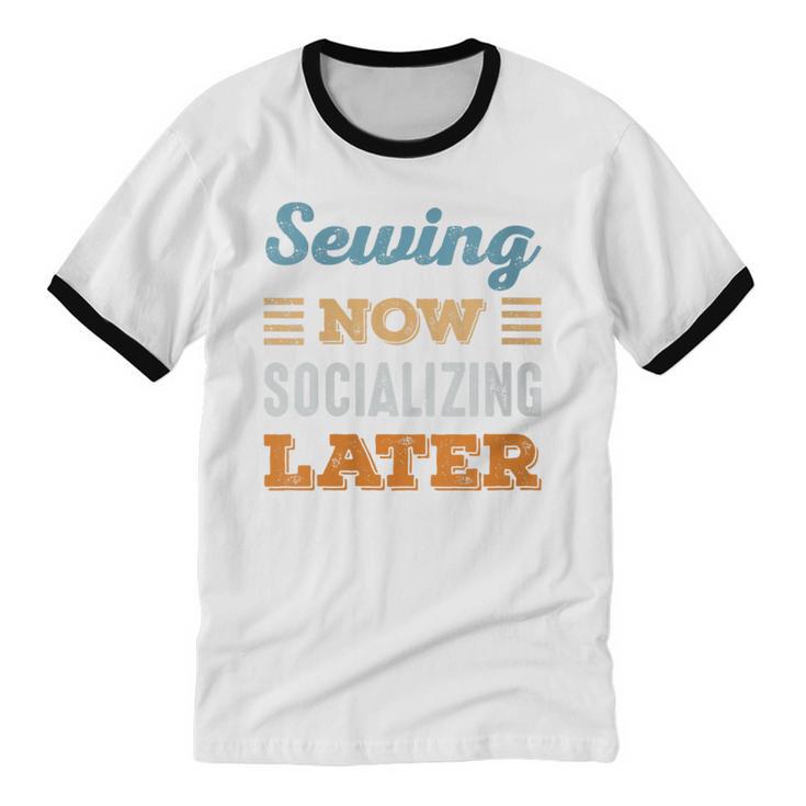 Sewing Now Minimal Socializing Introvert Vintage Unisex Cotton Ringer T-Shirt Sewing Now Minimal Socializing Introvert Vintage Unisex Cotton Ringer T-Shirt