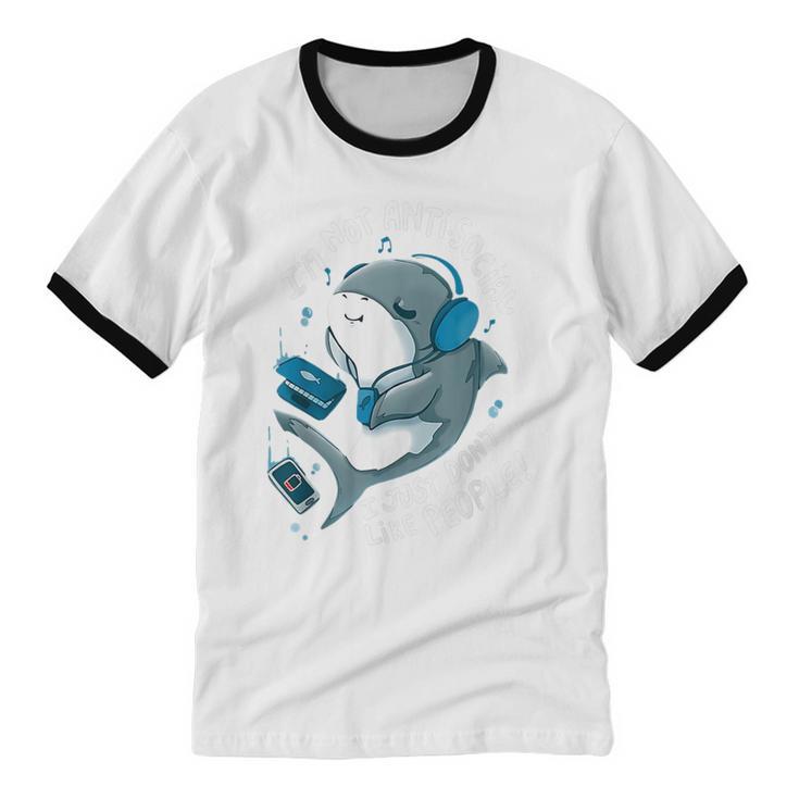 Shark Don’t Like People Antisocial Introvert Unisex Cotton Ringer T-Shirt Shark Don’t Like People Antisocial Introvert Unisex Cotton Ringer T-Shirt