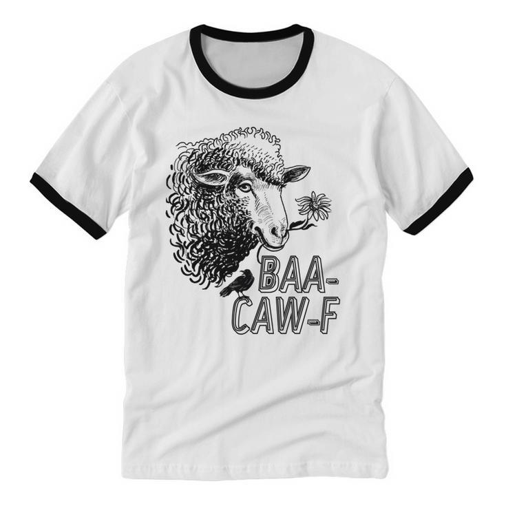 Sheep Baa Crow Caw Back Off Pun Tee For Introverts & Teens Unisex Cotton Ringer T-Shirt