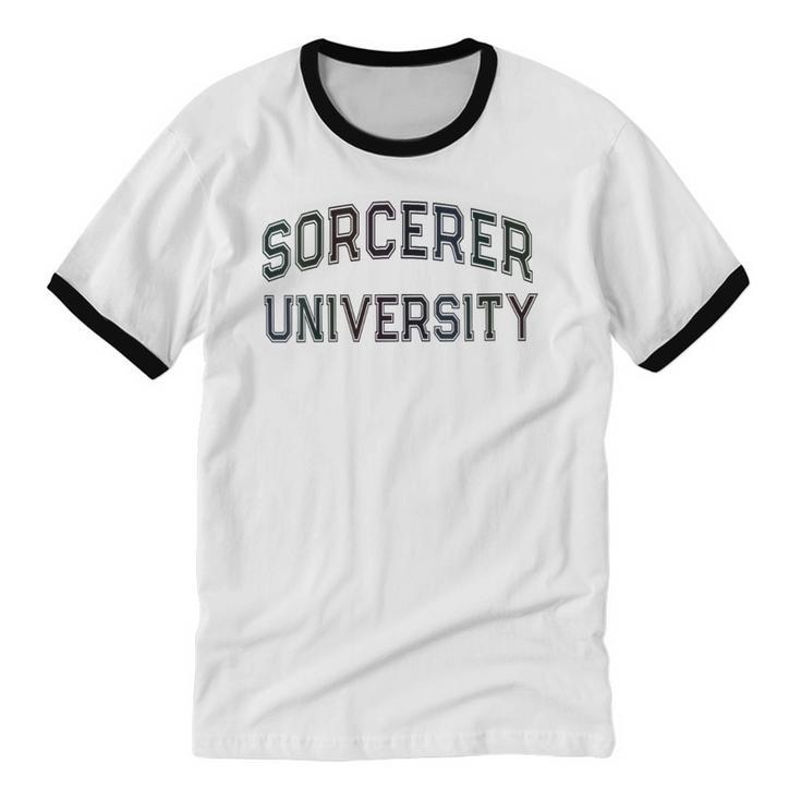 Silly Anti Social SORCERER UNIVERSITY Introvert Stay Away Unisex Cotton Ringer T-Shirt