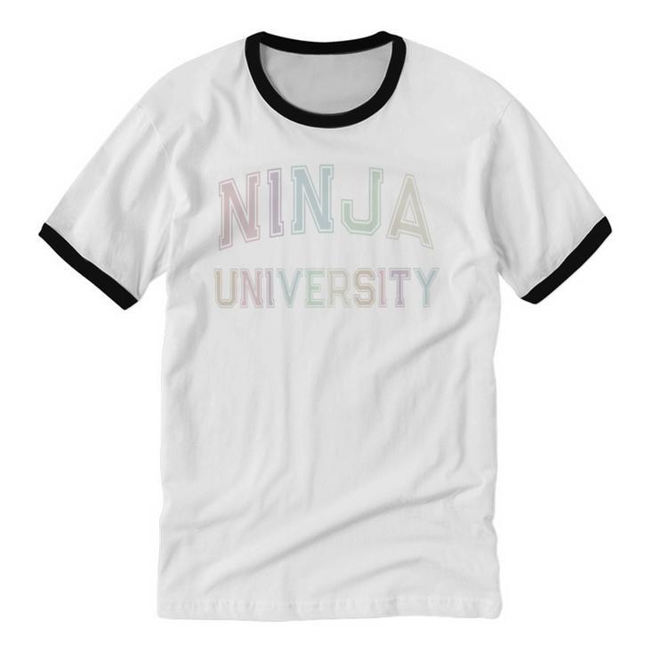 Silly Graduate NINJA UNIVERSITY Stay Away From Me Introvert Unisex Cotton Ringer T-Shirt