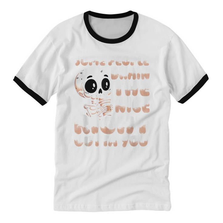 Skeleton Coffee Lover Introvert Unisex Cotton Ringer T-Shirt Skeleton Coffee Lover Introvert Unisex Cotton Ringer T-Shirt