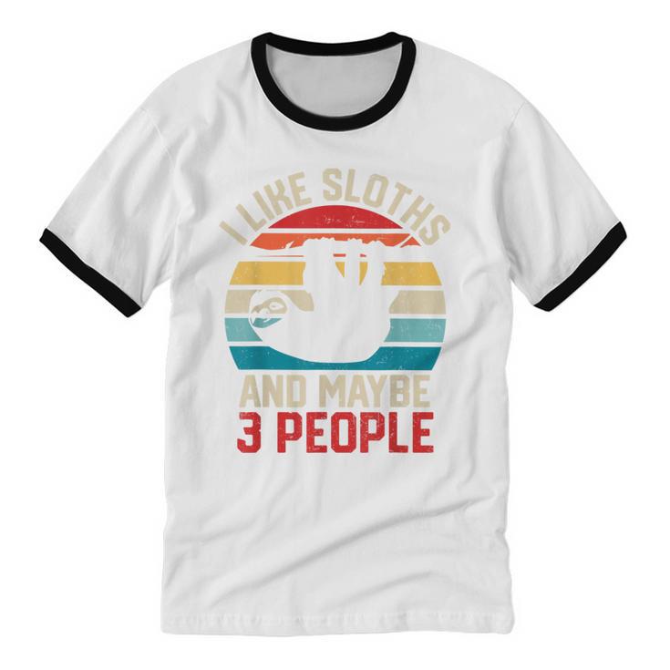 I Like Sloths And Maybe 3 People Sloth Introvert Vintage Unisex Cotton Ringer T-Shirt I Like Sloths And Maybe 3 People Sloth Introvert Vintage Unisex Cotton Ringer T-Shirt