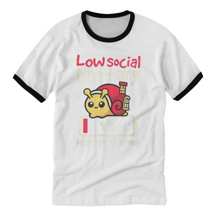 Snail Low Social Battery Need To Go Home Tee For Introvert Unisex Cotton Ringer T-Shirt Snail Low Social Battery Need To Go Home Tee For Introvert Unisex Cotton Ringer T-Shirt