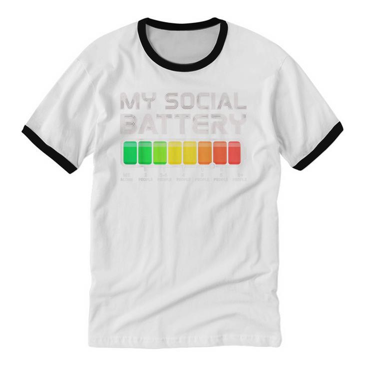 Social Battery Low Energy Antisocial Introvert Unisex Cotton Ringer T-Shirt Social Battery Low Energy Antisocial Introvert Unisex Cotton Ringer T-Shirt