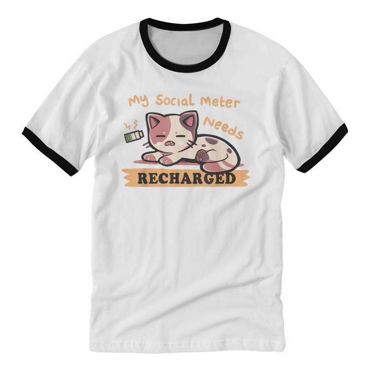 Social Meter Recharge Social Meter For Introverts Unisex Cotton Ringer T-Shirt