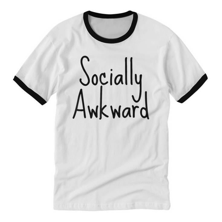 Socially Awkward Introvert Anxious Social Awkwardness Unisex Cotton Ringer T-Shirt