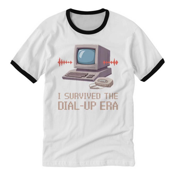 I Survived The Dial-Up Era Retro 90s Nostalgia Premium Tri-Blend Unisex Cotton Ringer T-Shirt