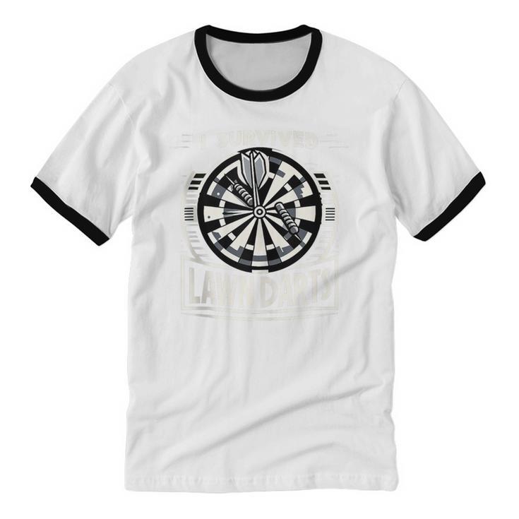 I Survived Lawn Darts Classic Yard Nostalgia Game Fun Unisex Cotton Ringer T-Shirt