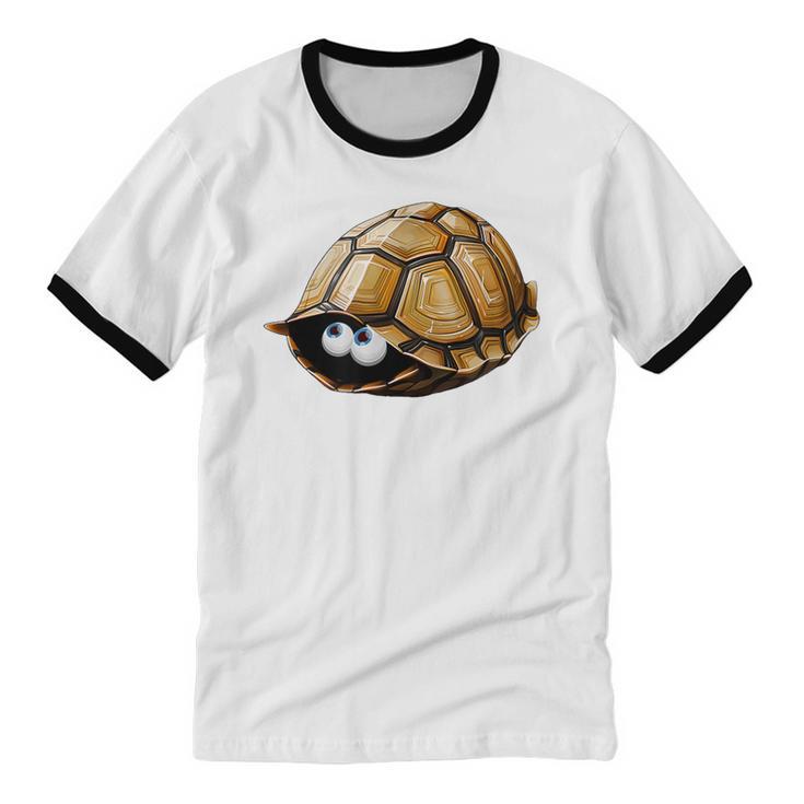 Timid Turtle Cute Introvert Misanthropic Antisocial Unisex Cotton Ringer T-Shirt
