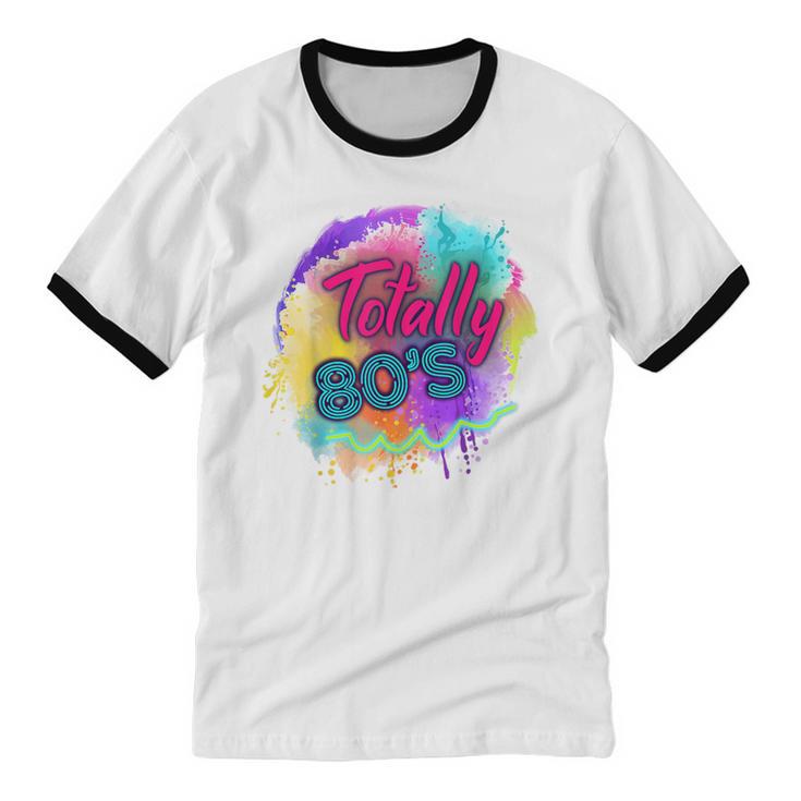 Totally 80's Tie Dye Retro Vibes 1980s Style Nostalgia Unisex Cotton Ringer T-Shirt