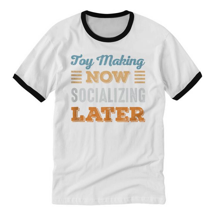 Toy Making Now Minimal Socializing Introvert Vintage Unisex Cotton Ringer T-Shirt