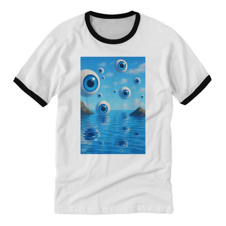 Trippy Weirdcore Frutiger Aero Surreal Eyeballs Y2K Unisex Cotton Ringer T-Shirt