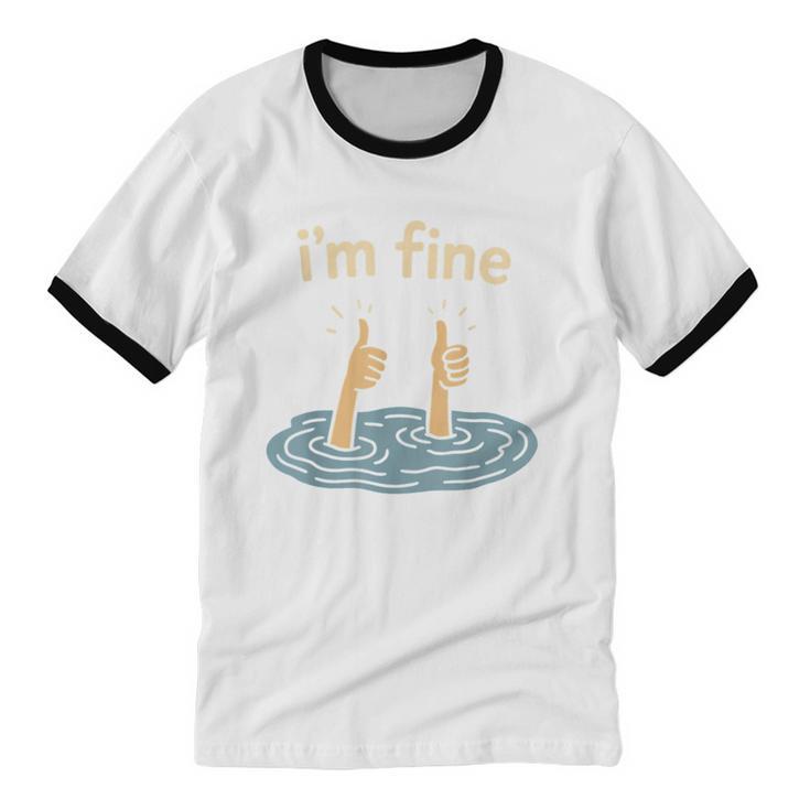 Two Thumbs Up I'm Fine Sarcastic Meme Introvert Humor Unisex Cotton Ringer T-Shirt