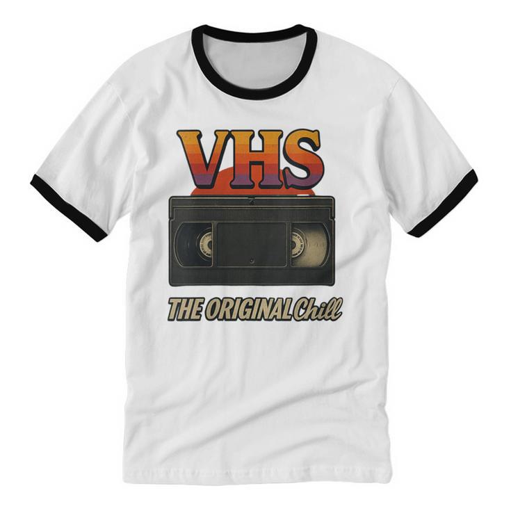 VHS Tape Nostalgia Old School Technology Humor Unisex Cotton Ringer T-Shirt