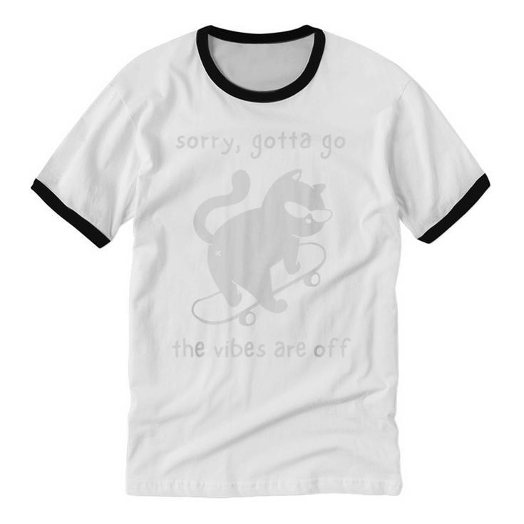 Vibes Are Off Cat Skateboard Introvert Sarcastic Humor Unisex Cotton Ringer T-Shirt Vibes Are Off Cat Skateboard Introvert Sarcastic Humor Unisex Cotton Ringer T-Shirt